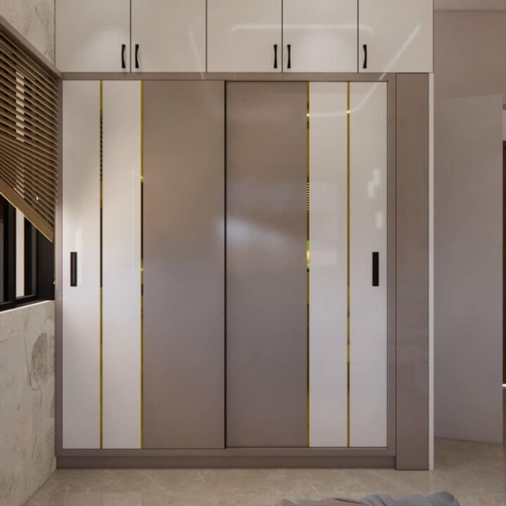 7-Door Geometric Contemporary Swing Wardrobe Design