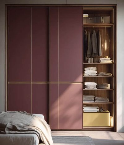 Modern Sliding Cupboard Design with Gold Detailing