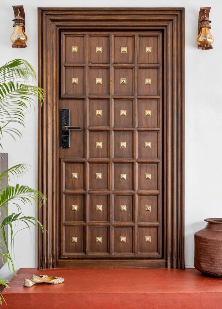 Modern Door Design with Matte Finish Single Swing Entrance