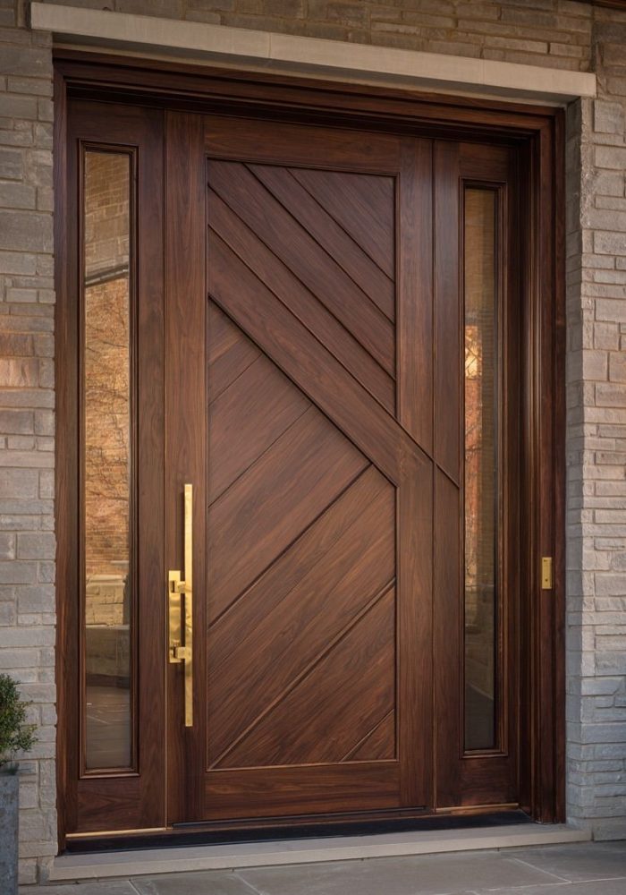 Contemporary Main Door Design with Wooden Matte Finish Single Swing Door