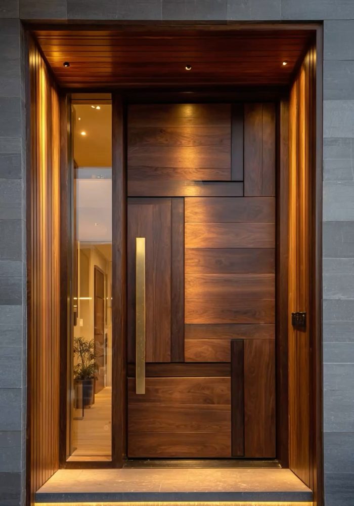 Single Swing Contemporary Door Design with Matte Entrance Door